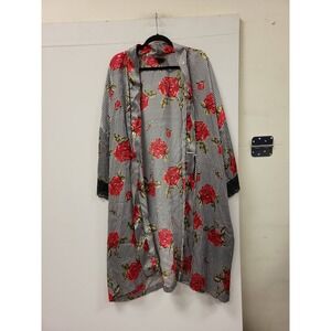 Solange Robe Size 22/28 Houndstooth Rose Floral Print Kimono Style Plus